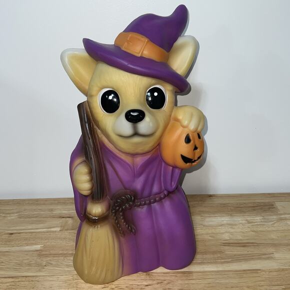 Blow Mold Pan Asian Creations Halloween 18" Fox Witch with Pumpkin~ Lighted~ - Picture 1 of 8